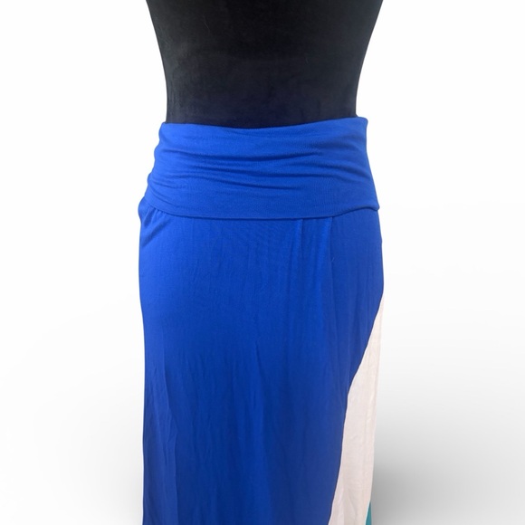 Arden B color-block maxi skirt,Blue,Teal green, white,fold over long,Dress, Med - Picture 7 of 8